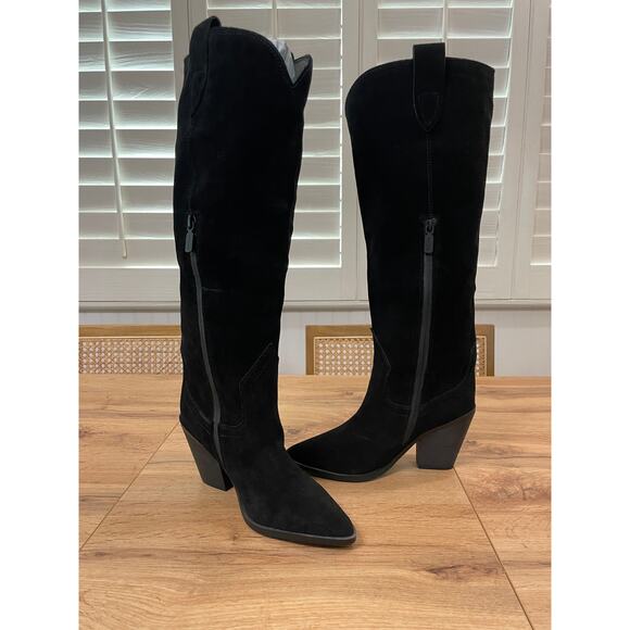 Blondo Women's Wylde Tall Boots Black Suede Size 6.5 NWT Waterproof Pointed Toe - Picture 5 of 13